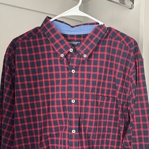 American Eagle Outfitters Red and Navy Checkered button down shirt